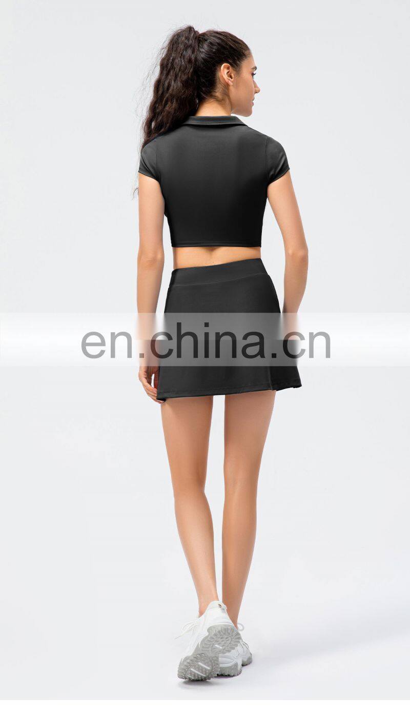Customized Fashion Sports Suit Sports T Shirt Women 2 Piece Outfits Girl's Tennis Skirt