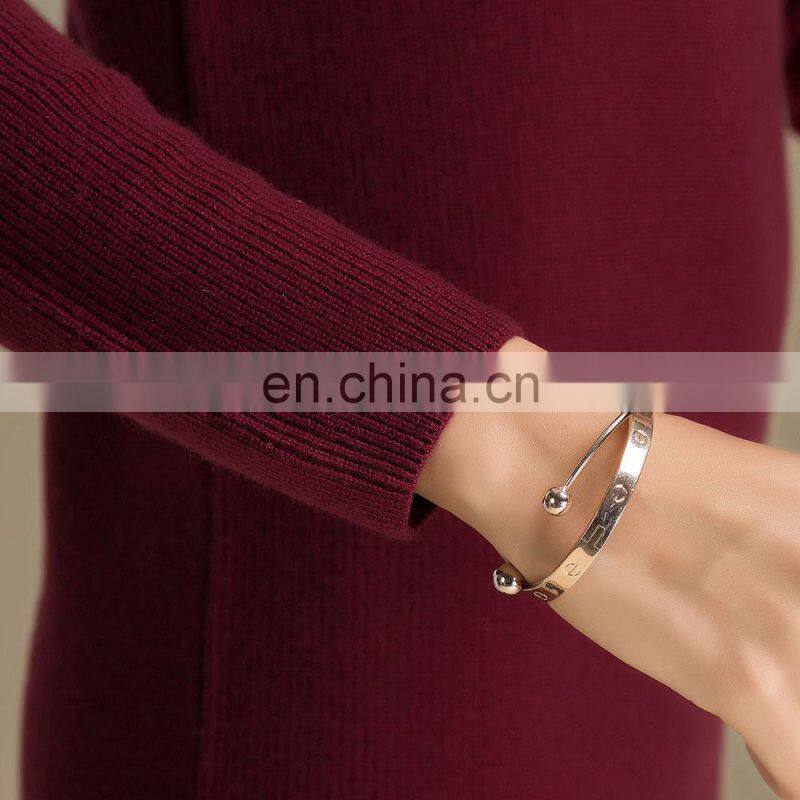 Custom Plus Size Women's Turtleneck Oversized Wool Trending Sweater Dresses