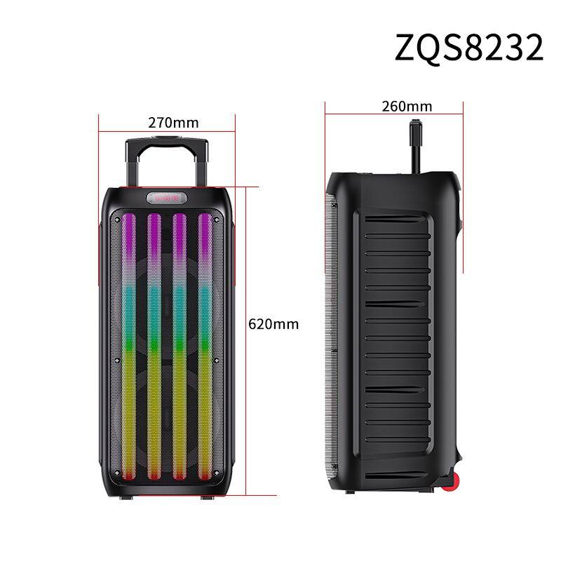 ZQS8232 Karaoke subwoofer 40W power dual 8 inch speaker wireless bass sound loudspeaker for outdoor