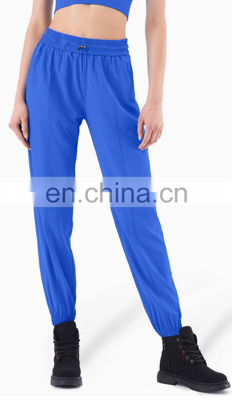 UV Protection Outdoor Sweatpants Drawstring Gym Jogger Woman Yoga Pants With Pocket