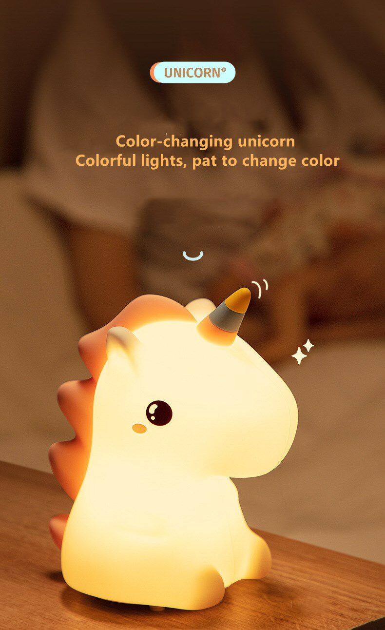 Creative Unicorn Nightlight Children Feeding Sleep Pat Light Bedroom Night Light