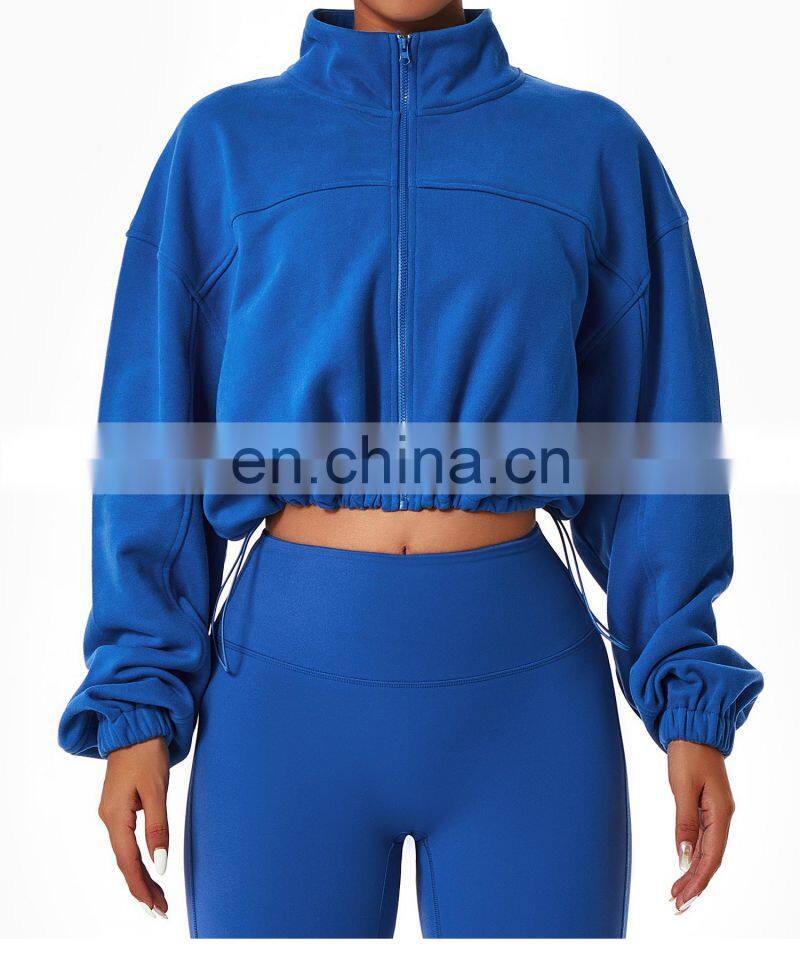 Full Zipper Women Custom Lightweight Slim Fit Yoga Jackets Long Sleeve Yoga Crop Tops