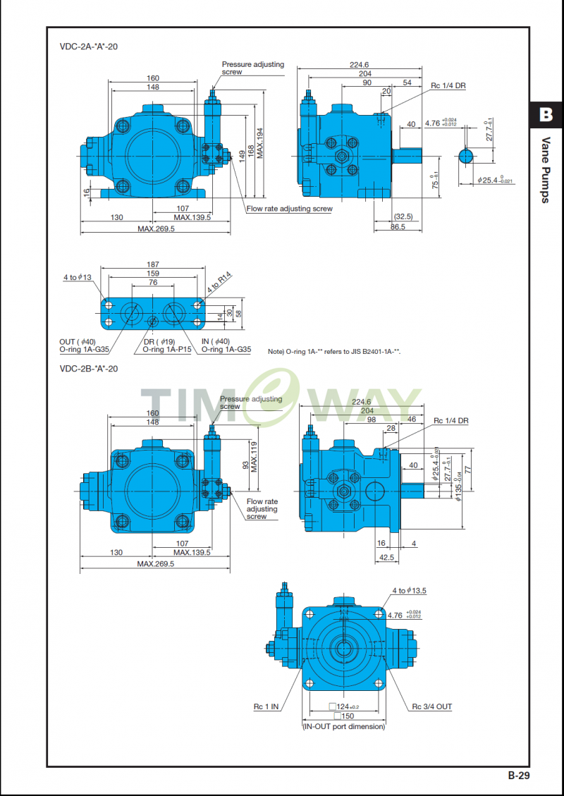 TIMEWAY Hydraulic Pump VDC-1A-F40D-20 High Pressure Variable Displacement Vane Pump Replacement for TAIWAN EALY