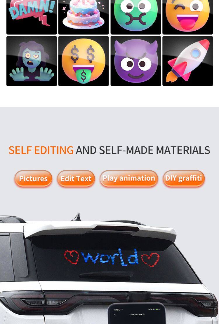 Super Bright Led Screen Led Scrolling Display Screen Sticker APP Programmable Soft Led Displays Flexible Led Screen for Car