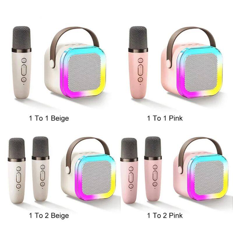 K12 Dual Microphone Karaoke Bluetooth Speaker RGB Light Two 5W Speakers Sound Subwoofer Boombox Support Multiple Input Modes