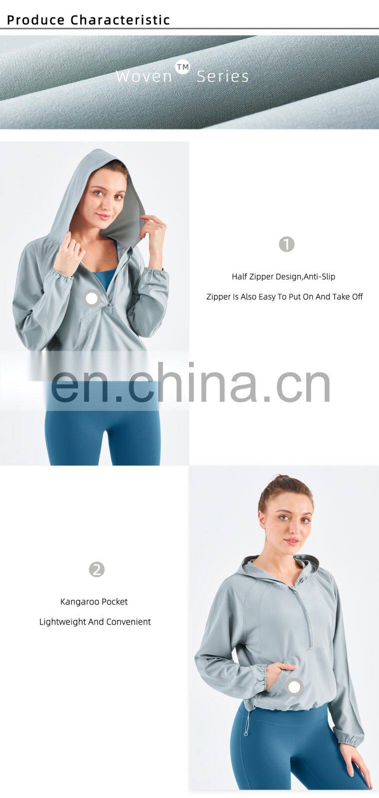 New Drop Women's Jackets Waterproof Sun UV Protection Run Half Zipper Hoodie Yoga Jacket