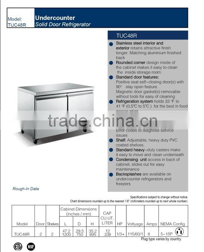 Undercounter refrigerator, New design, HiQuality, Best Price_TUC48R of