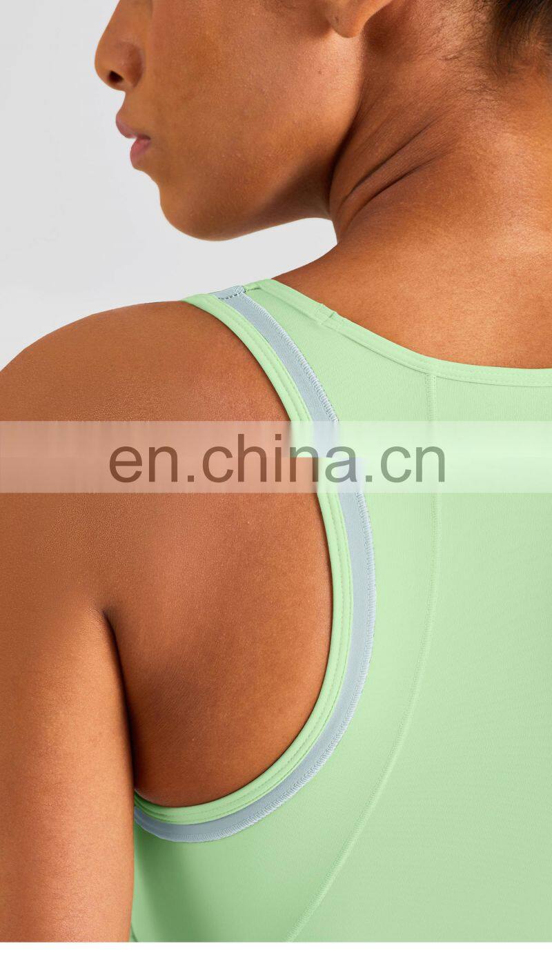 Fixed Pads Contrasting Colors Custom Sports Bras Racer Back High Impact Gym Tops