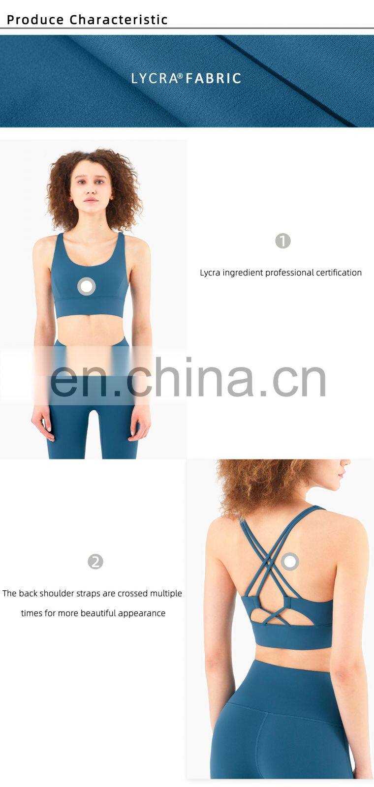 High Impact Women Workout Tops Fitness Sports Bra Hollow Ross Back Running Gym Yoga Bra