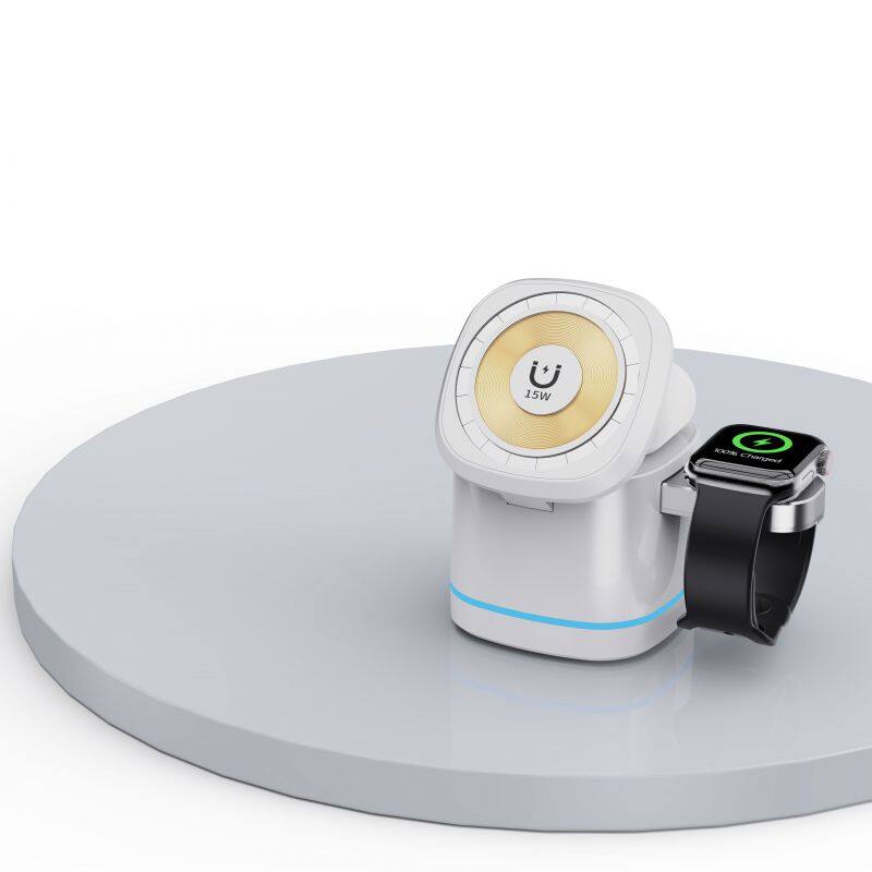 Portable 3-in-1 15W Wireless Charger Multifunctional with Power Bank for Multiple Devices and Microphone Use