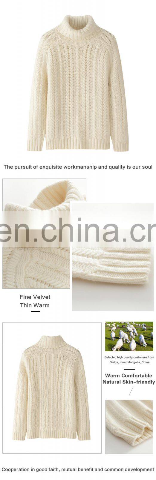 Wholesale 100% Solid Pattern Custom Thicken 5GG Turtleneck Inner Mongolia Knitwear Casual Winter Sweater made Cashmere Front