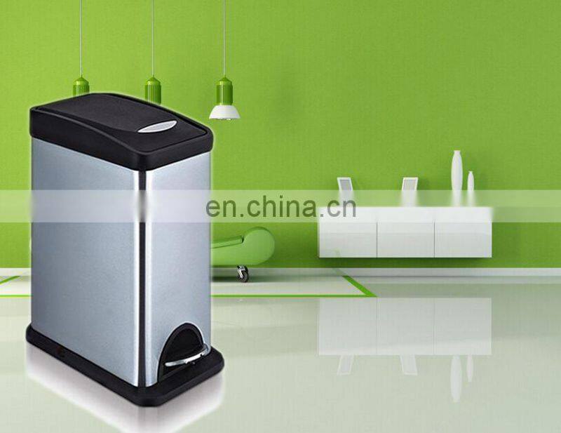 Rectangular color coating stainless steel foot pedal recycling satin separate waste paper bin