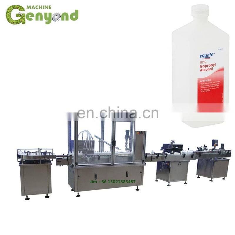 Automatic Linear Type Spray Bottle Medical Alcohol Liquid Disinfectant Filling Capping Labeling Machine Line