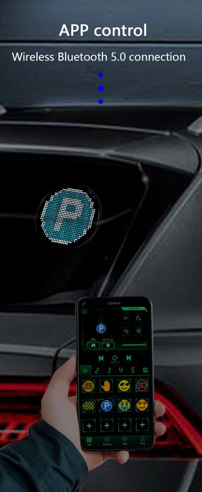 RGB 5V Car Windshield LED Screen New Devil's Eye Flexible Panel with APP Remote Control Scrolling Animated Eyes for Cars