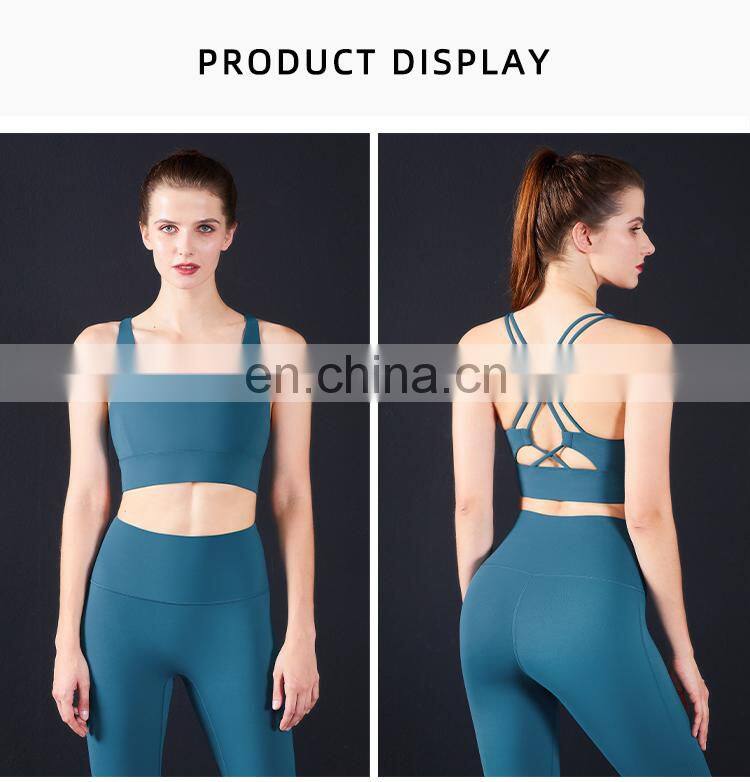 High Impact Women Workout Tops Fitness Sports Bra Hollow Ross Back Running Gym Yoga Bra