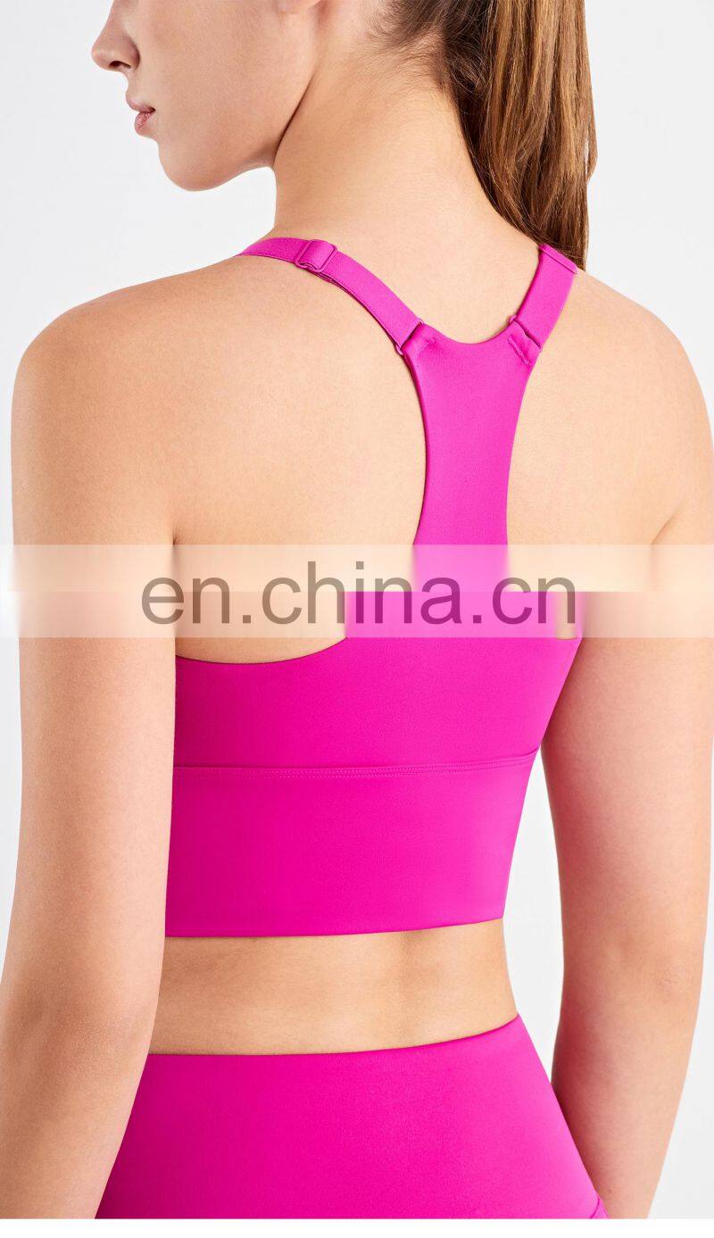Breathable Adjustable Strap Racer Back Wholesale Fitness Gym Wear Women Sports Yoga Bra