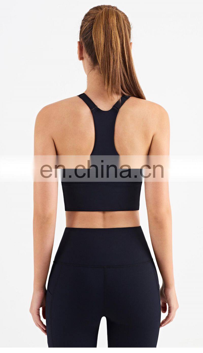 Breathable Adjustable Strap Racer Back Wholesale Fitness Gym Wear Women Sports Yoga Bra