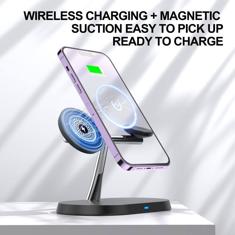 3in1 Magnetic Wireless Charger for iPhone Smart Watch Earphones Multifunctional with Holder
