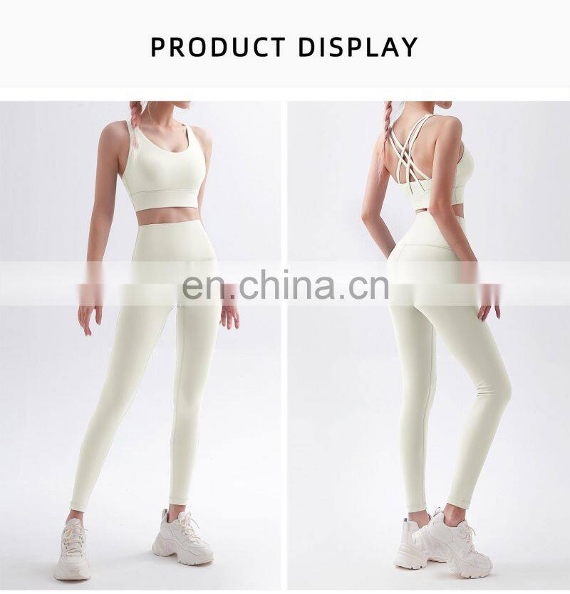 Tik Tok Winter Fleece Backless Yoga Fitness Sets U Neck Padded Warm Shell Sports Bras