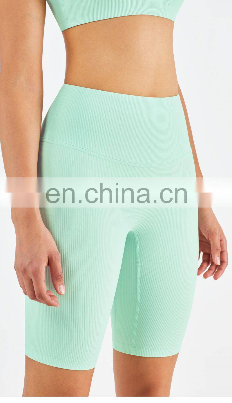 OEM Service Sportswear Women's Rib Short Fitness Gym Yoga Short Without T Line