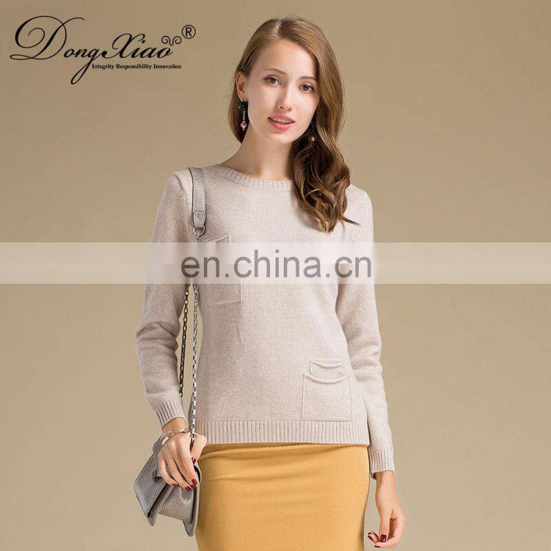 Lady's Thick Winter Crew Neck 7GG Cashmere Sweater Comfortable Women's Clothing