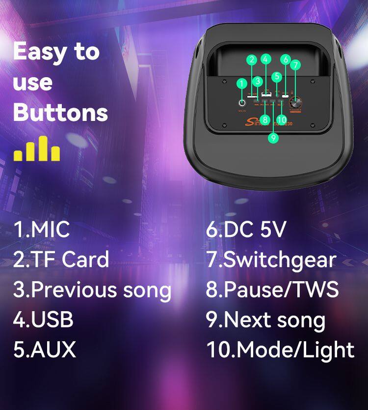 ZQS8230 OEM sell well 30W power dual 8 inch speaker wireless party speaker with colorful lights