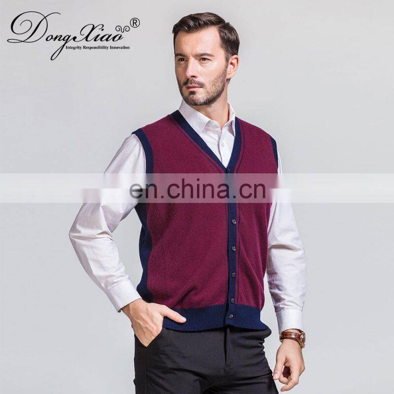 Custom Sleeveless Button Cardigan V-Neck Men's Vest Waistcoat Knitted Weaving for Spring Season