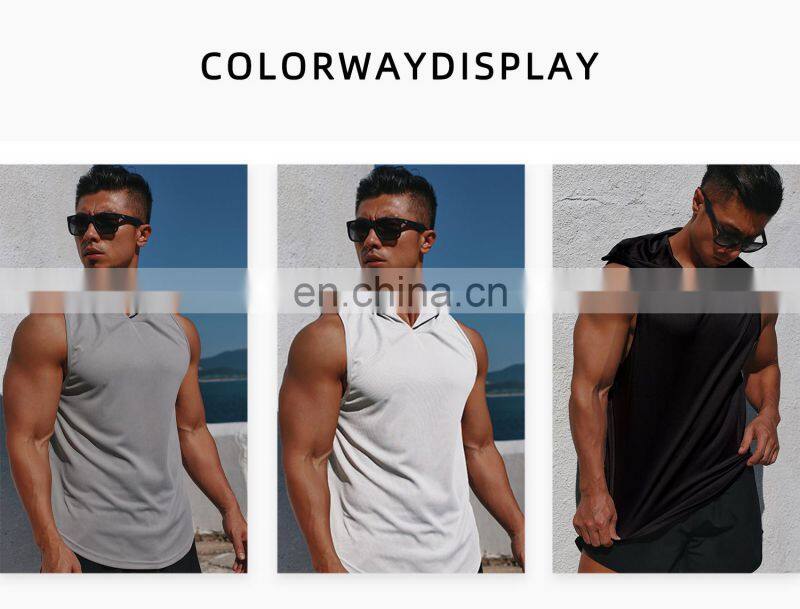 Wholesale Hooded Workout Gym Men'S Tank Tops Quick Dry Bodybuilding Muscle Vests