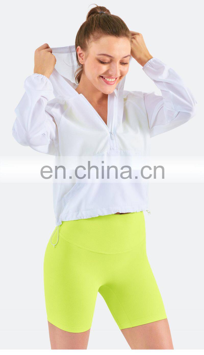 New Drop Women's Jackets Waterproof Sun UV Protection Run Half Zipper Hoodie Yoga Jacket