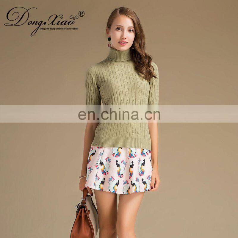 100% Cashmere Preppy Style Turtleneck Sweater Women Slim Fit Half Sleeves Solid Pattern Knitted Winter OEM Service Available