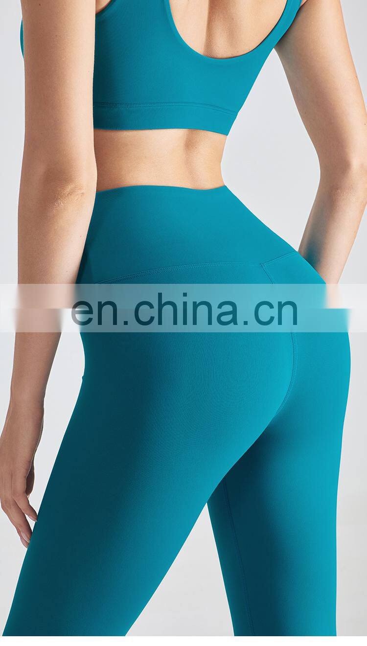 Half Cross Waist Design Printed Butt Lift Gym Leggings Yoga Gym Wear High Support