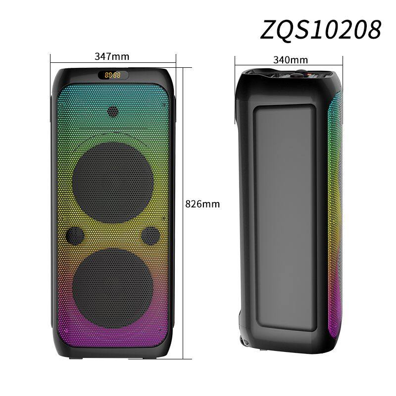 ZQS10208 super power 50W wireless 10-inch*2 deep bass OEM party speaker with colorful lights