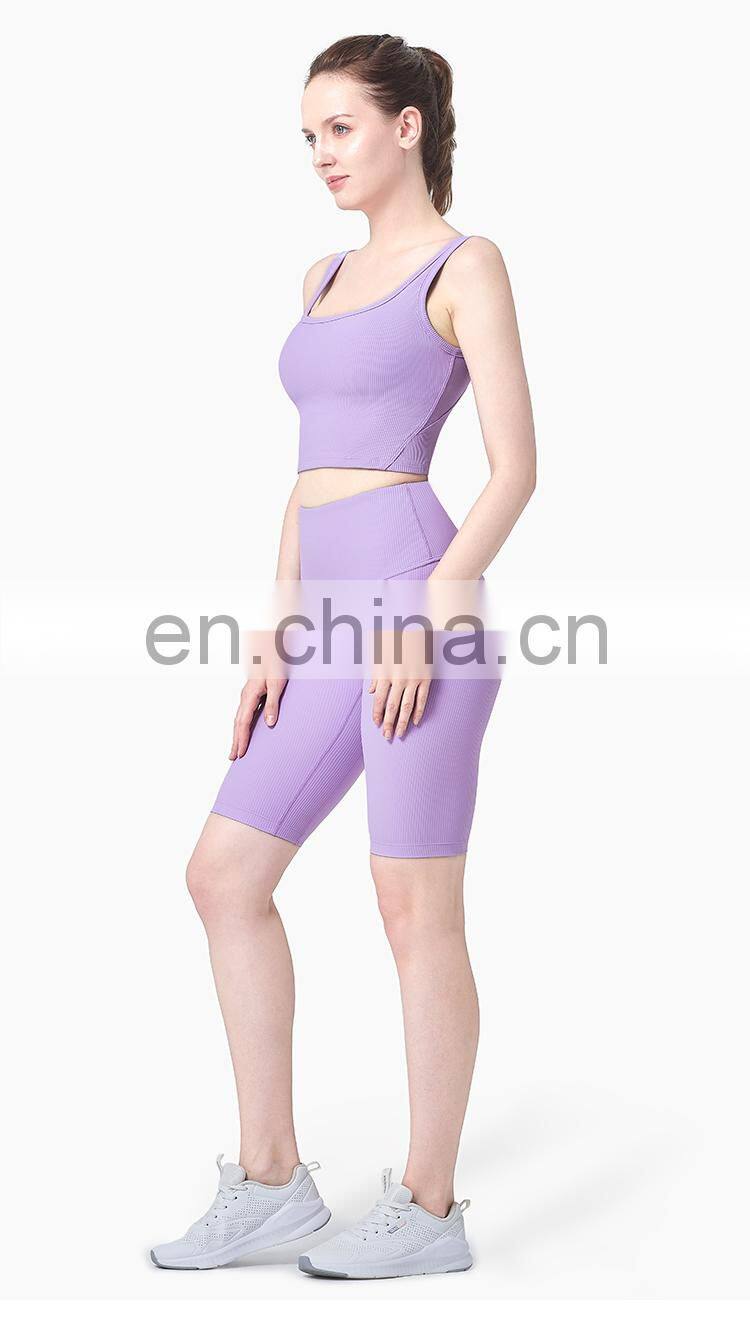 Women Athletic Underwear Sport Vest Yoga Fitness Bra Wear Active Tank Top Ribber Running Yoga Bra