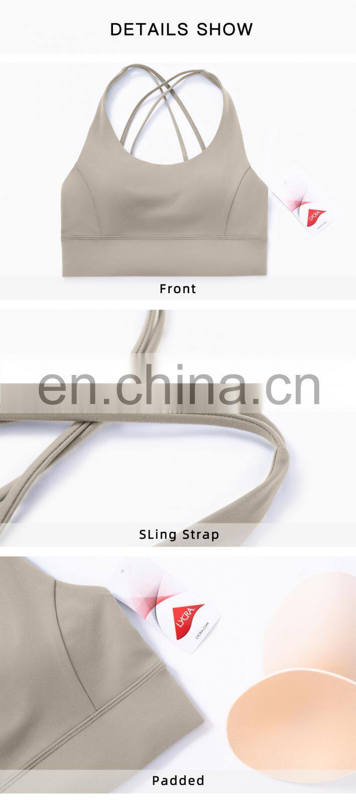 Hot Selling Lycra High Impact Sports Bra Plus Size Yoga Fitness Crop Top Cross Hollow Back