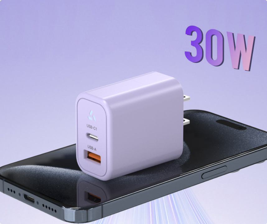 Cargador compacto de 30W PD con carga rápida USB QC3.0