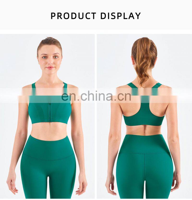 Wholesale High Impact Sports Bra With Adjustable Straps Front Zipper Fitness Sex Yoga Bra
