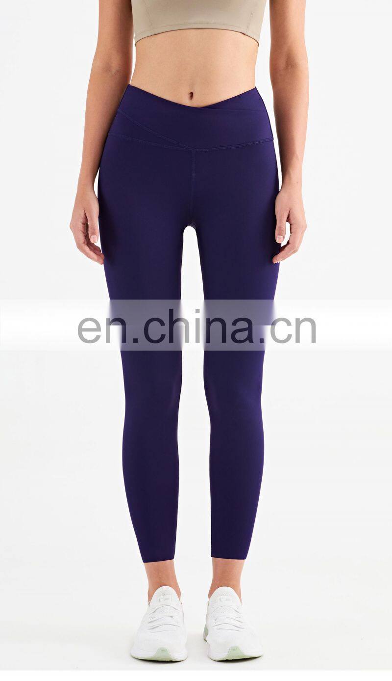 Crossover Waist Leggings Woman Scrunch Butt High Rise Fitness Yoga Pants Leggings Pitaya