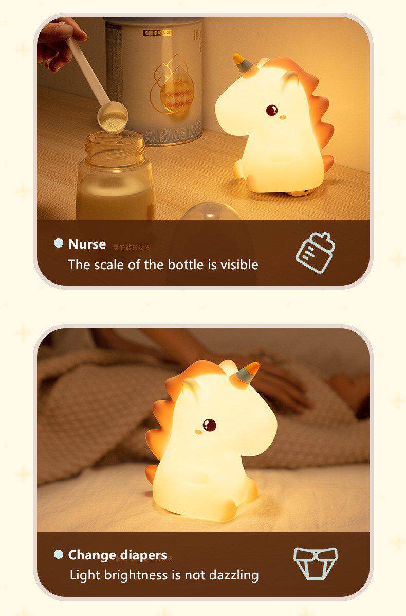 Creative Unicorn Nightlight Children Feeding Sleep Pat Light Bedroom Night Light