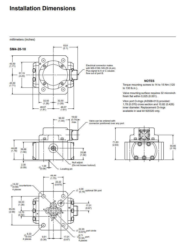 Eaton Vickers SM4-20(15)57-80/40-10-S182 Hydraulic Proportional Servo Valves