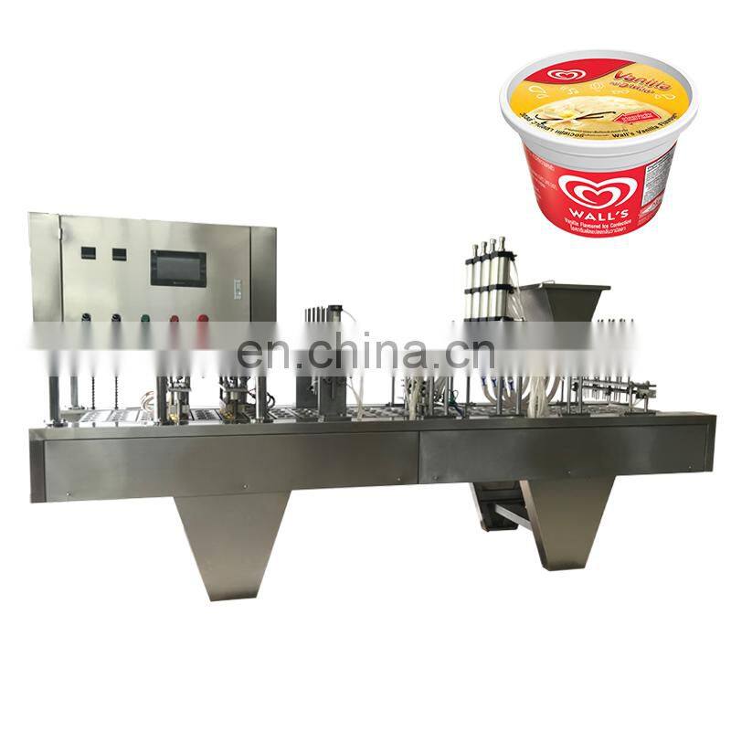 Factory Genyond Semi Automatic Rotary Ice Cream Cone Filling equipment Ice Cream Cup Filling sealing covering Machine