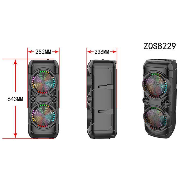 ZQS8229 wholesale subwoofer 30W power dual 8 inch speaker wireless bass sound party speaker