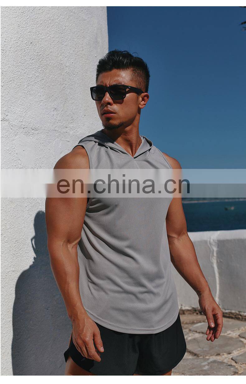 Wholesale Hooded Workout Gym Men'S Tank Tops Quick Dry Bodybuilding Muscle Vests