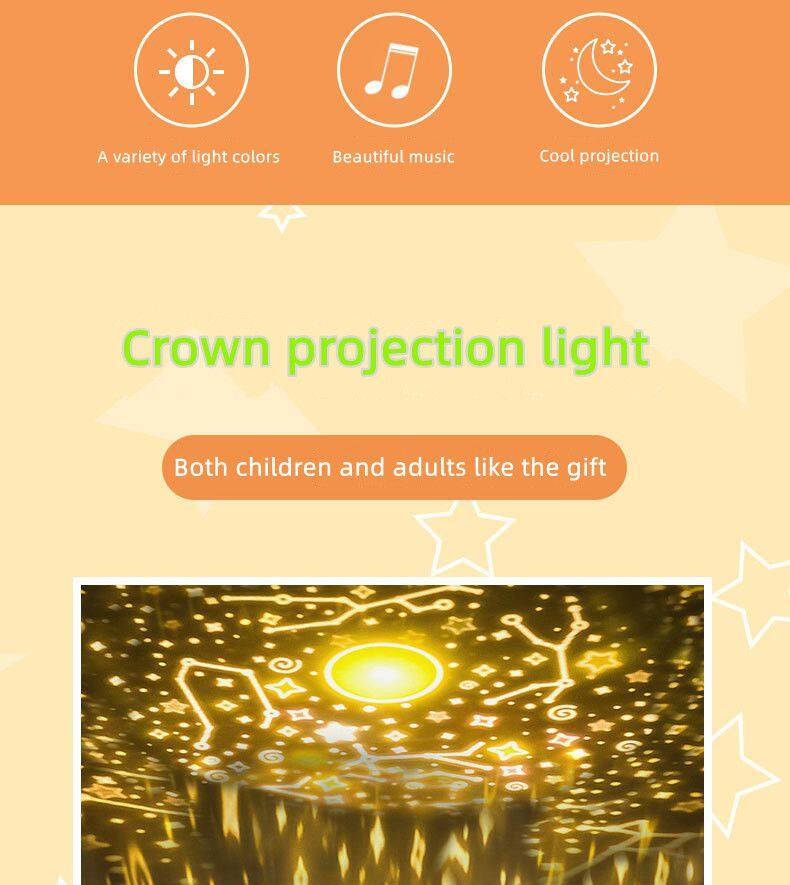 Crown Duck Projection Light LED Dazzling Music Atmosphere Light Romantic USB Rotary Remote Control Starry Night Light