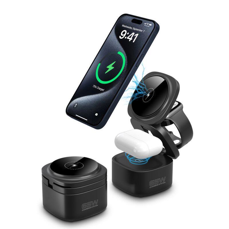 USB foldable wireless magnetic portable charger for  smart phone earphones  watch