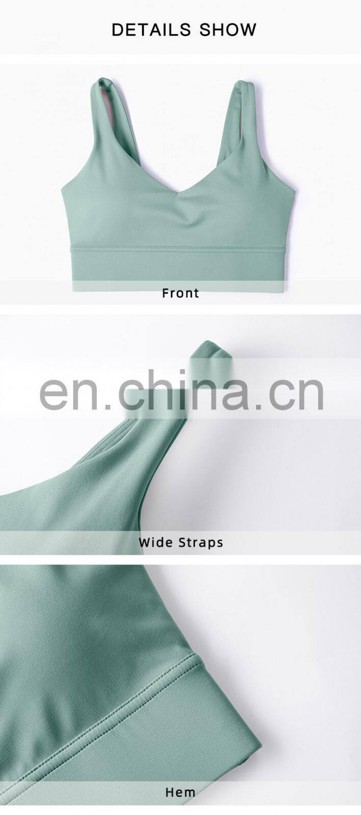 Breathable Wide Shoulder Fitness Sports Bras Wholesale Workout High Impact Yoga Tops