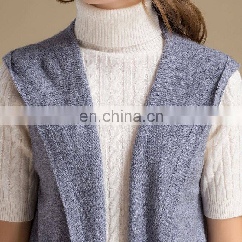 2022 New Fashion Sleeveless Cardigan Women Oversized Hooded Wool Sweater