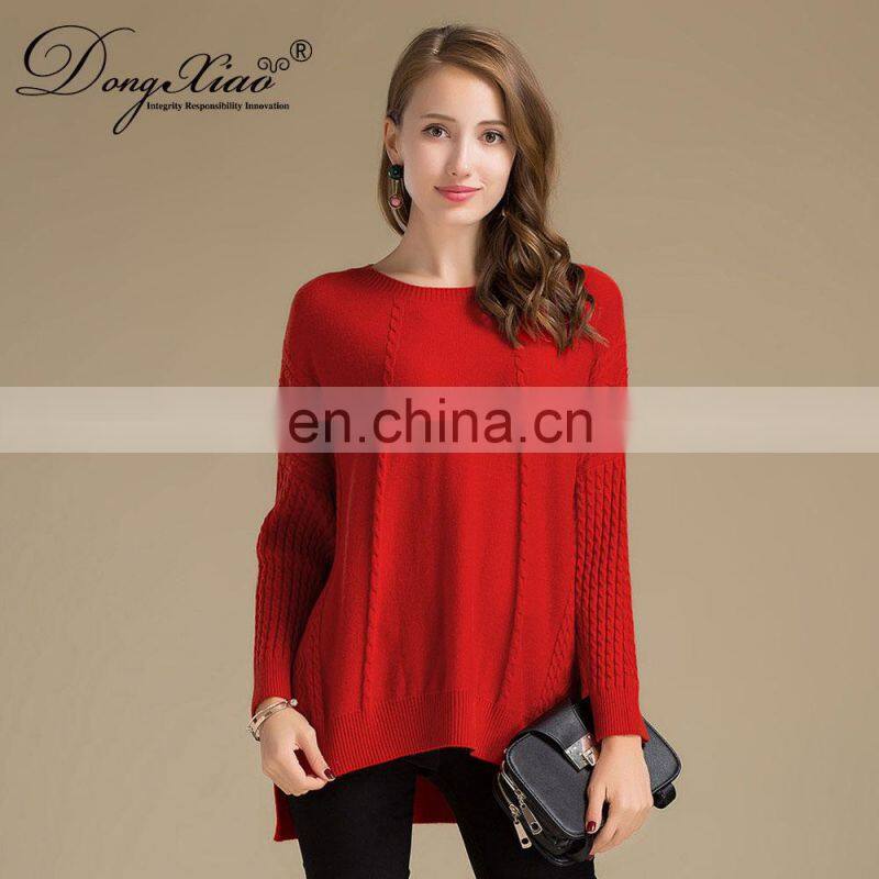 Women's 100% Cashmere Oversize Sweater Chunky Knit Batwing Sleeves Crew Neck Casual Style Winter Season OEM Service Available