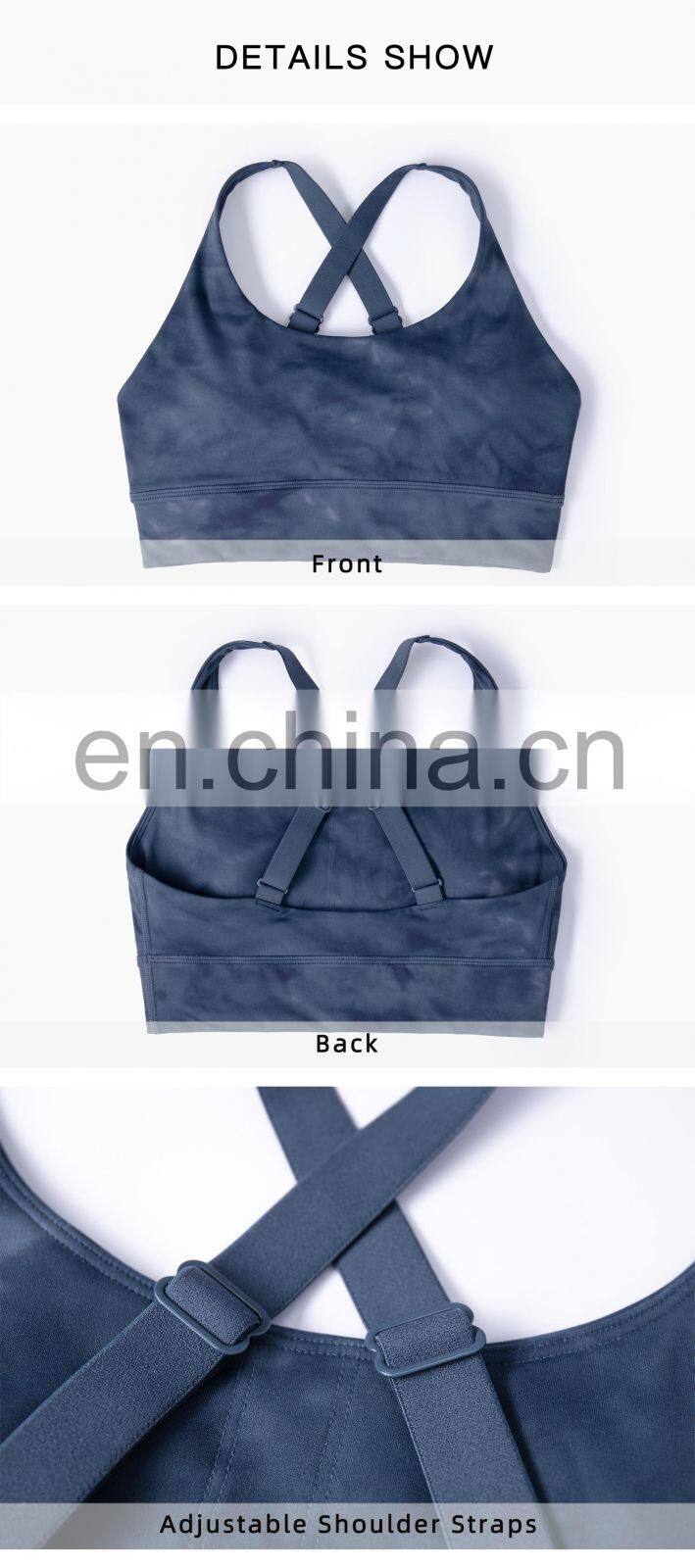 Wholesale Plus Size Women Tie Dye Sport Bra Top Fitness Shockproof Workout Wear