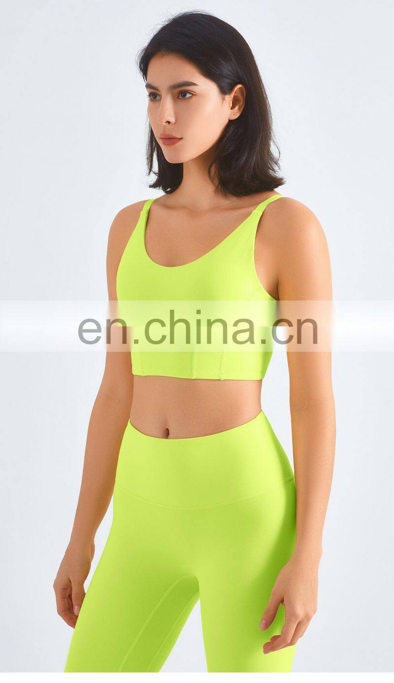 Tik Tok Multi Color Adjustable High Impact Sports Bra Breathable Backless Gym Top