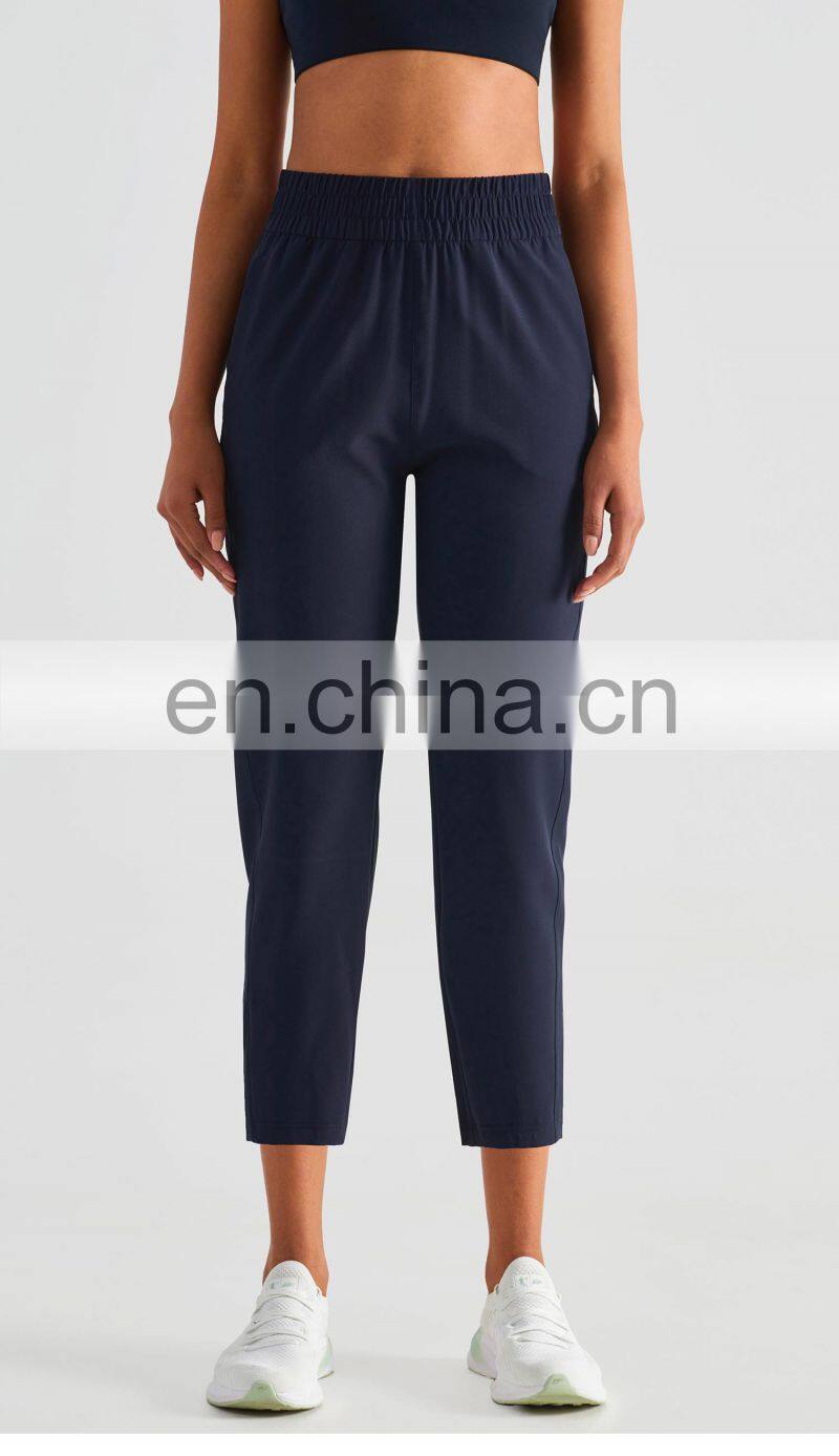 Elastic High Waist Peach Hip Lift Fitness Sweatpants Women Jogging Trouser With Side Pocket